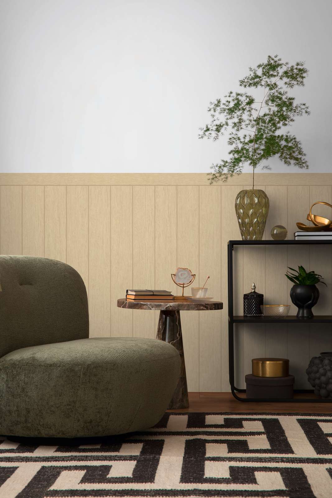             Vlies wandpaneel in houten balkenlook - beige, bruin
        