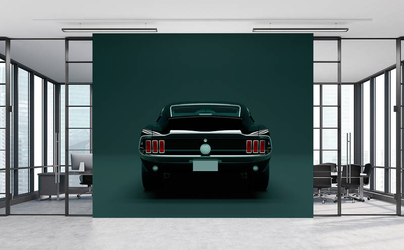             Mustang 3 - American Muscle Car Onderlaag behang - Blauw, Zwart | Premium Smooth Vliesbehang
        
