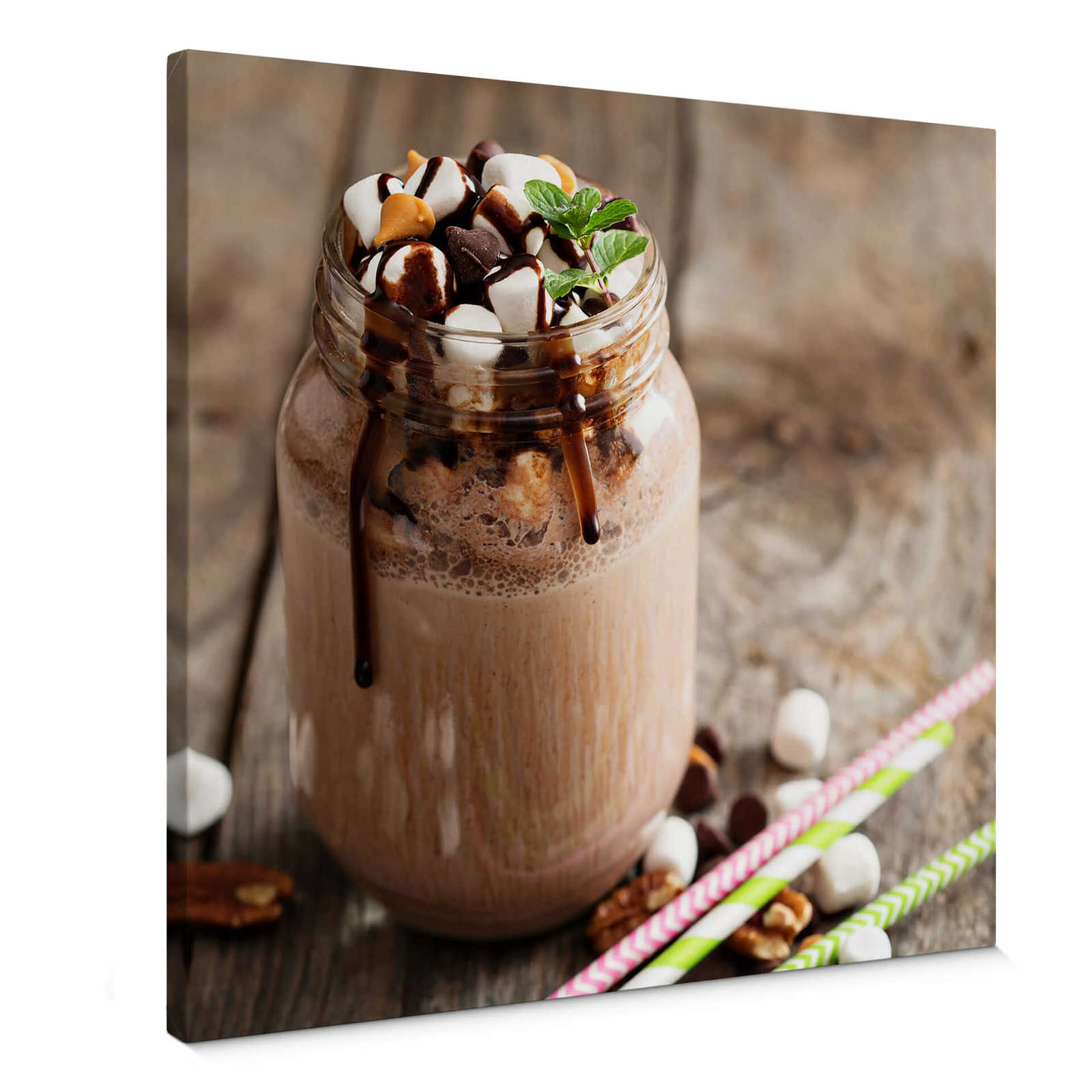         Square canvas print milkshake chocolate – brown
    