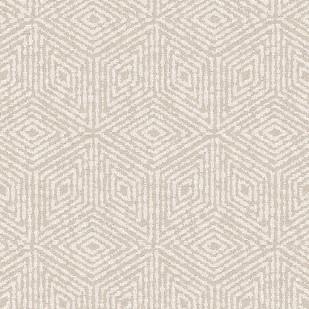             Onderlaag behang met geometrische ruiten en hexagon patroon - beige, wit
        