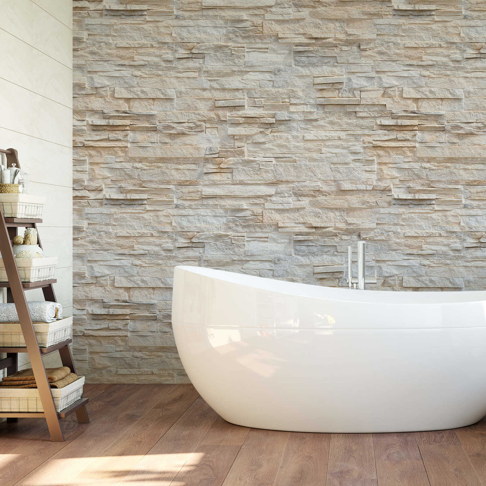             Photo wallpaper natural stone wall with 3D stone look
        
