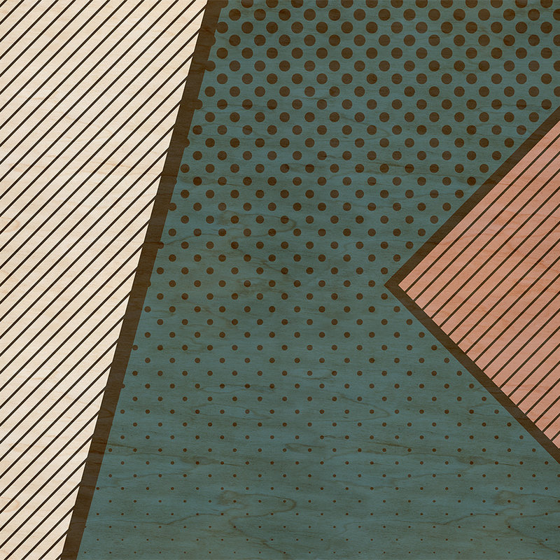 Vogelbende 1 - gedessineerd fotobehang, multiplex structuur met moderne kleurvlakken - Beige, Roze | Mat glad vlies
