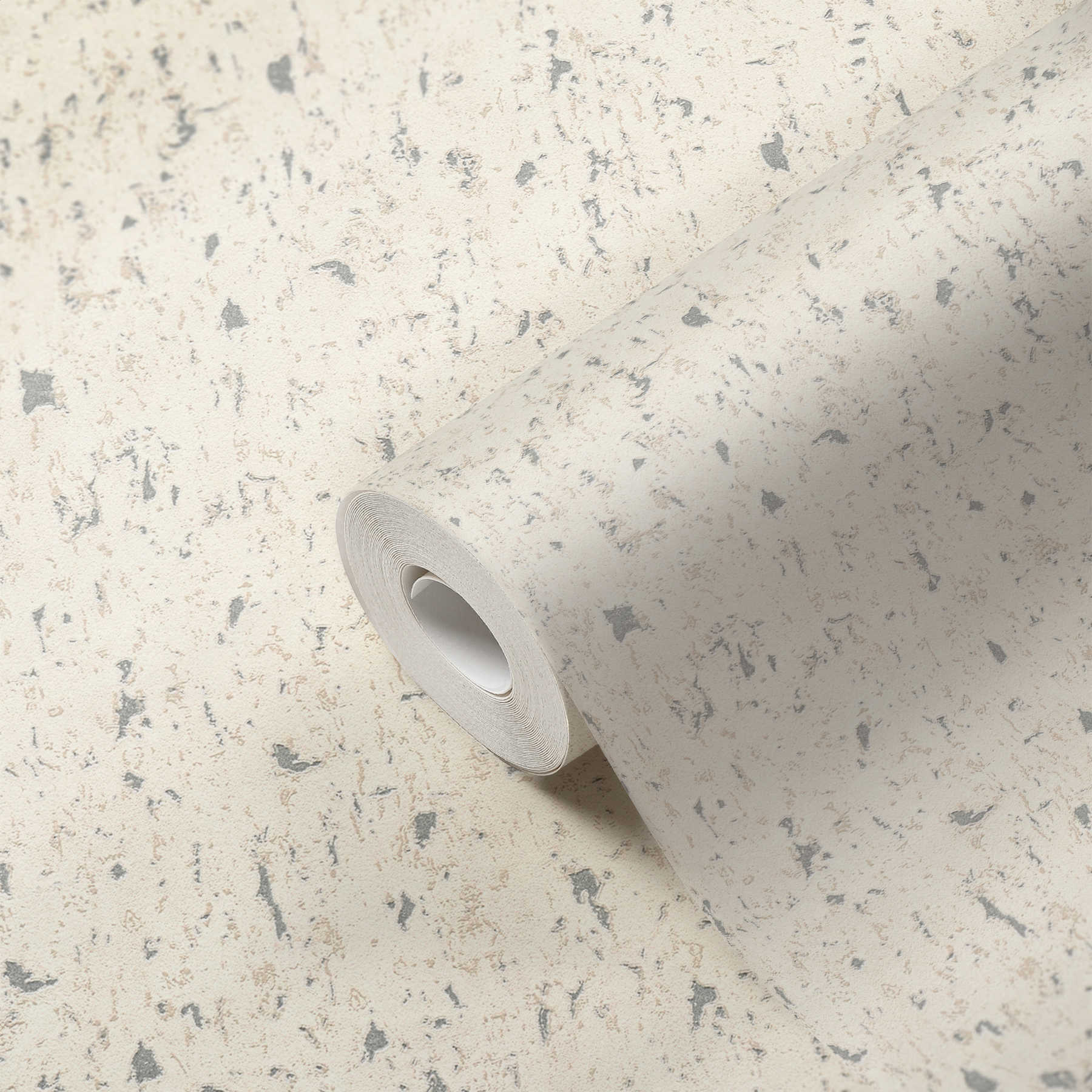             Non-woven wallpaper cork look with metallic effect - white, silver
        
