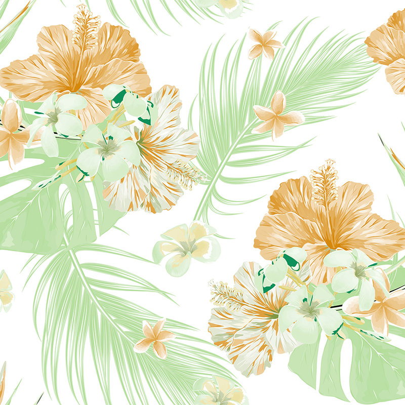 Tropical plants in pastel colours - white, green, yellow
