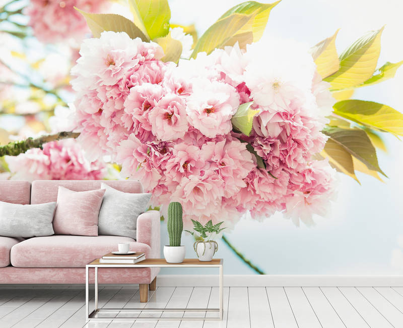             Primavera, rosa - Flores delicadas en óptica 3D y formato XXL
        