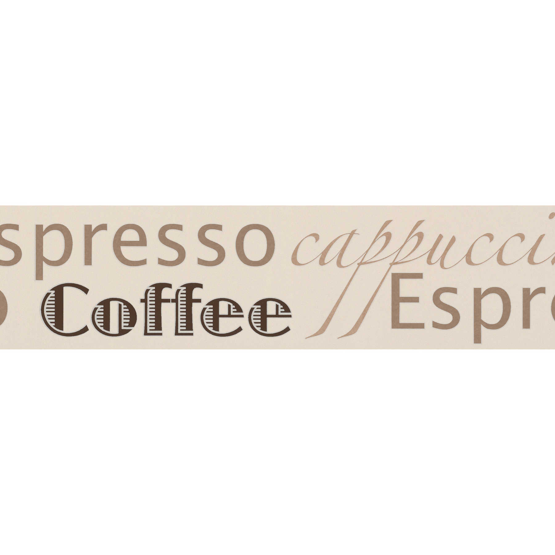 Cream brown kitchen border with coffee motif, typography - Brown, Cream
