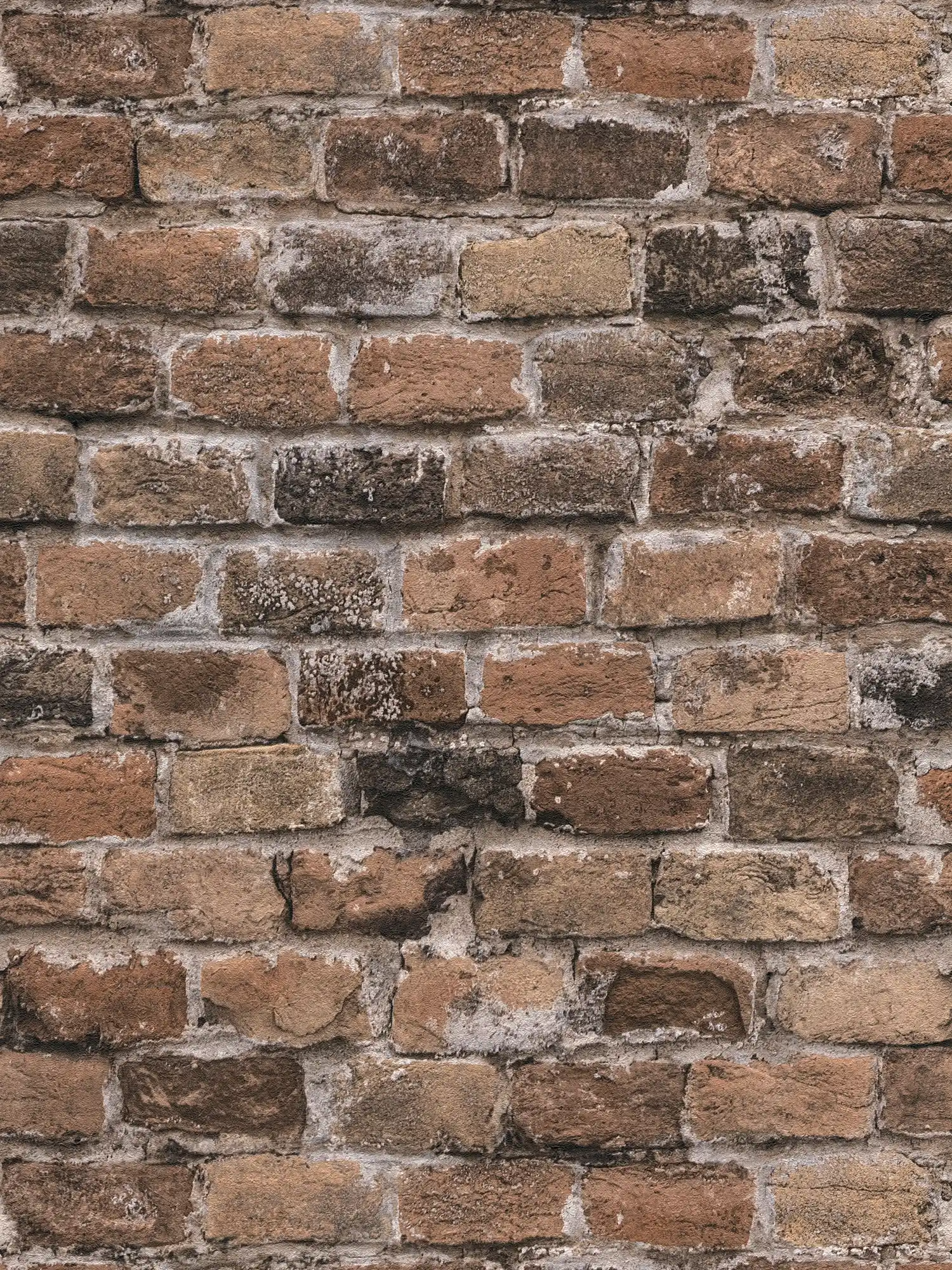 Stone-look non-woven wallpaper with brick design - brown
