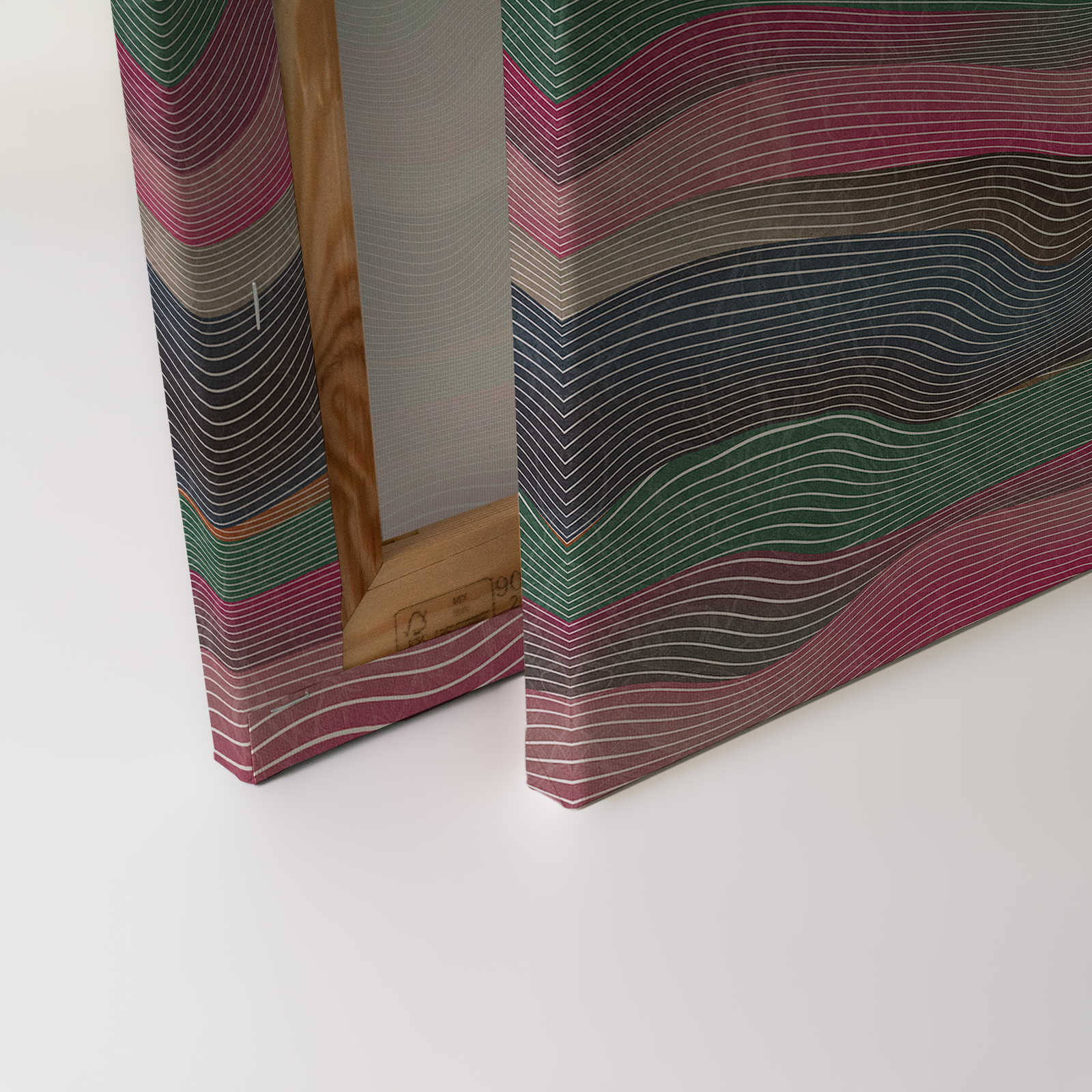             Space 1 - Toile motif vagues rose & vert style rétro - 1,20 m x 0,80 m
        