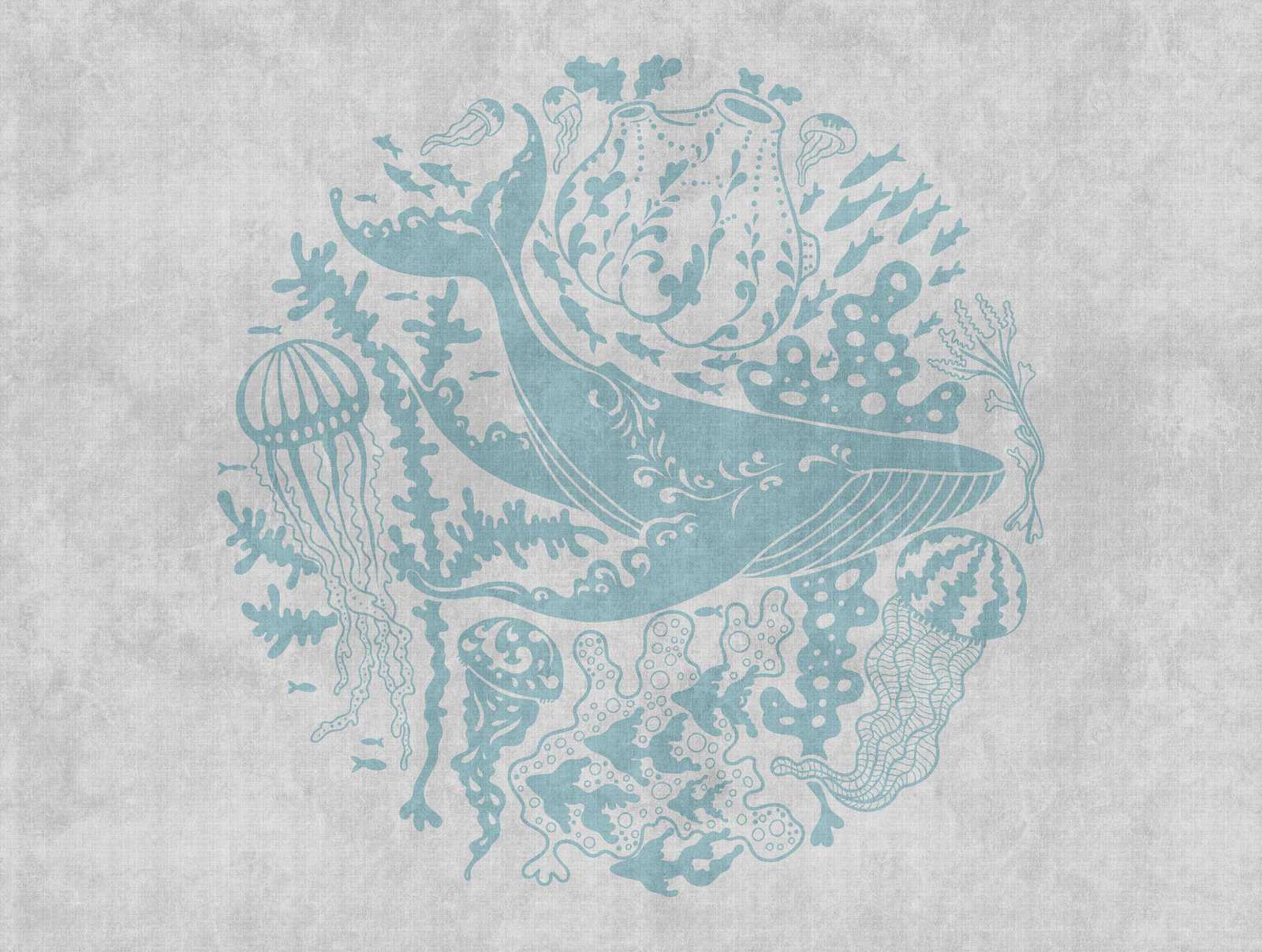             Wallpaper novelty | motif wallpaper underwater whale, jellyfish & coral
        