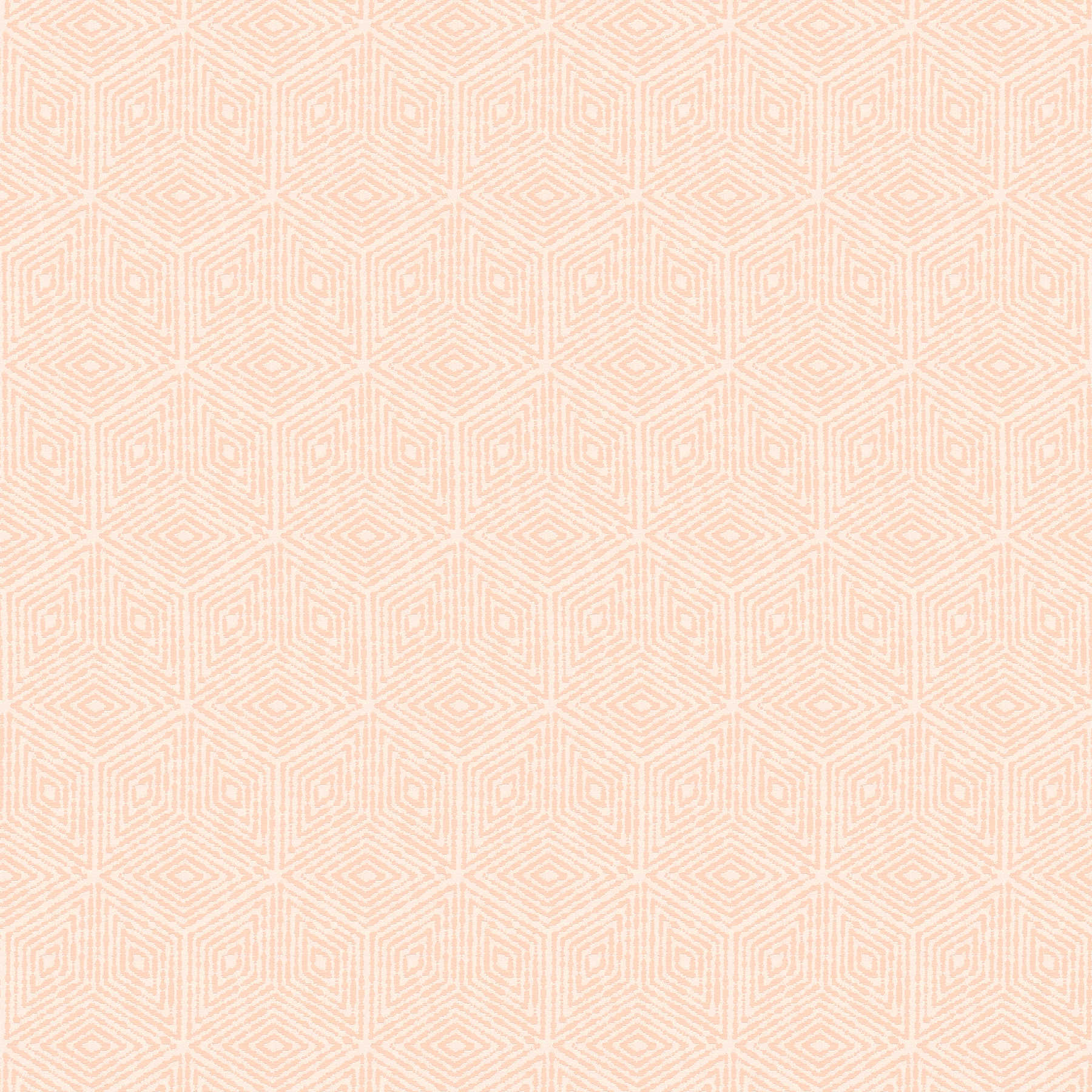Grafisch behangpapier geometrische ruit & hexagon patroon - oranje, roze
