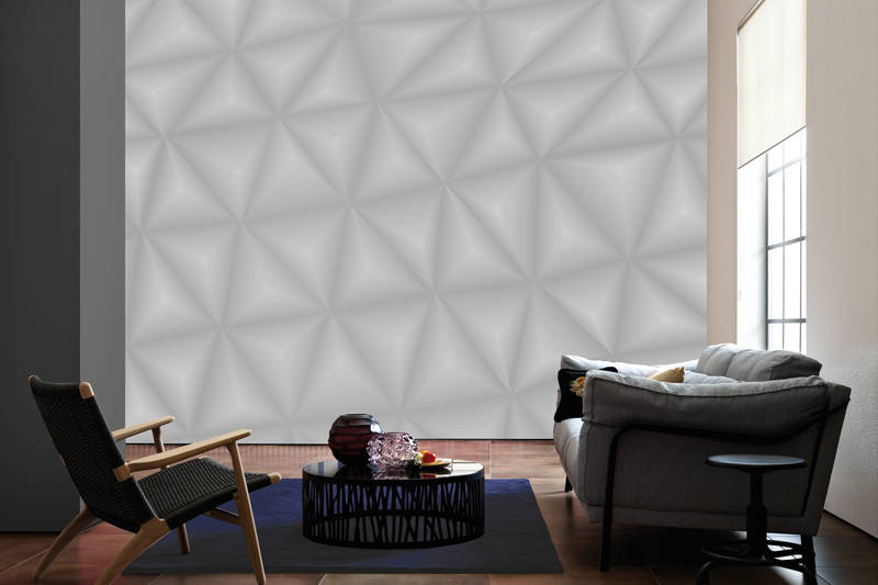             3D mural grey with graphic triangle pattern
        