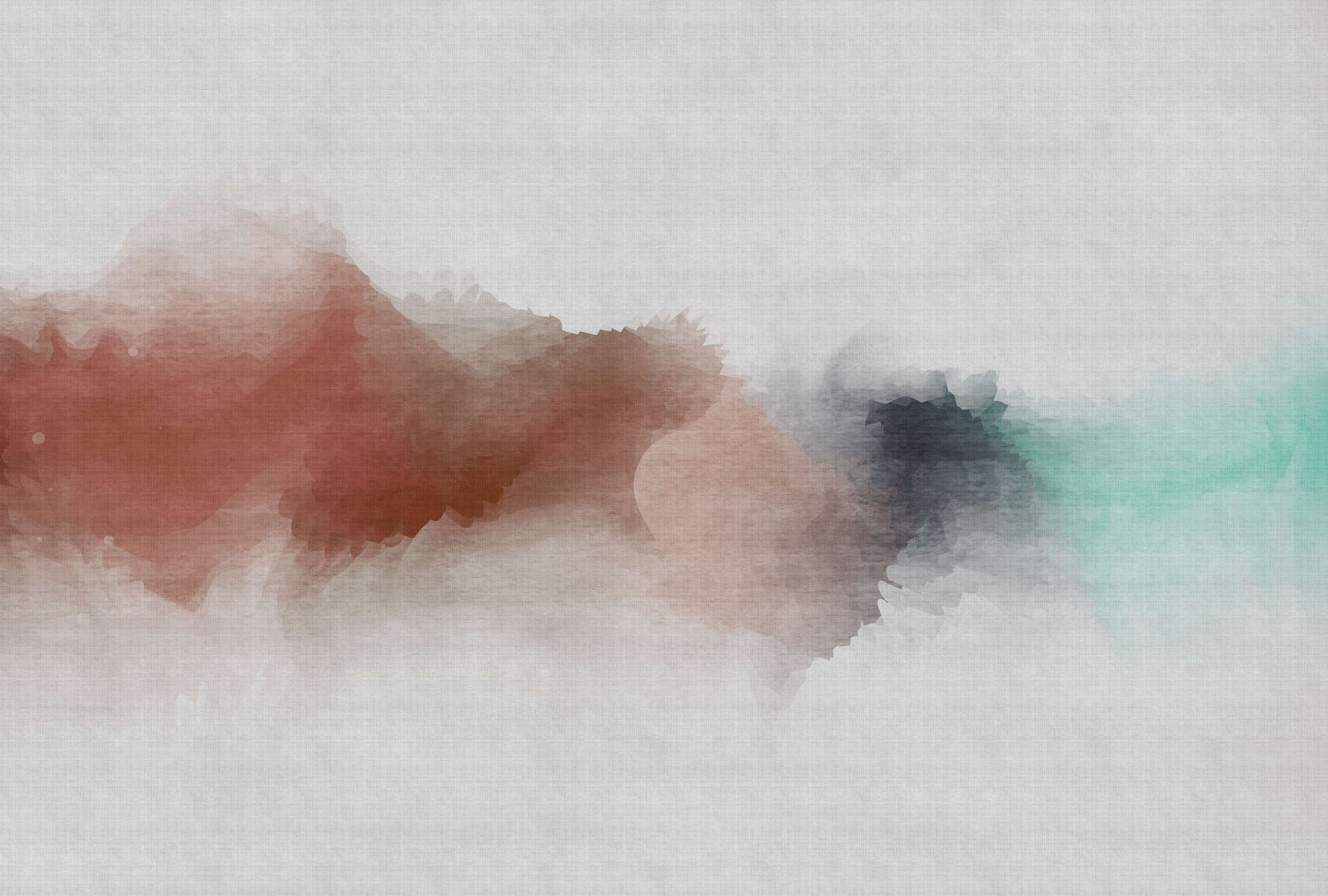             Daydream 2 - Papier peint texture lin naturel avec tache de couleur style aquarelle - gris, rouge | nacre intissé lisse
        