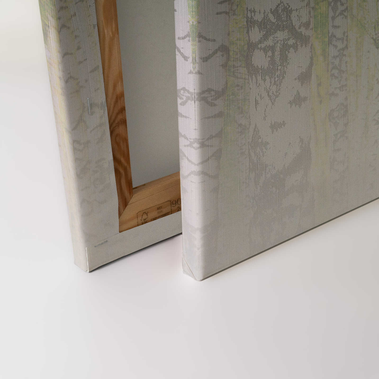             Tableau toile avec forêt de bouleaux à l'aspect structuré de lin - 0,90 m x 0,60 m
        