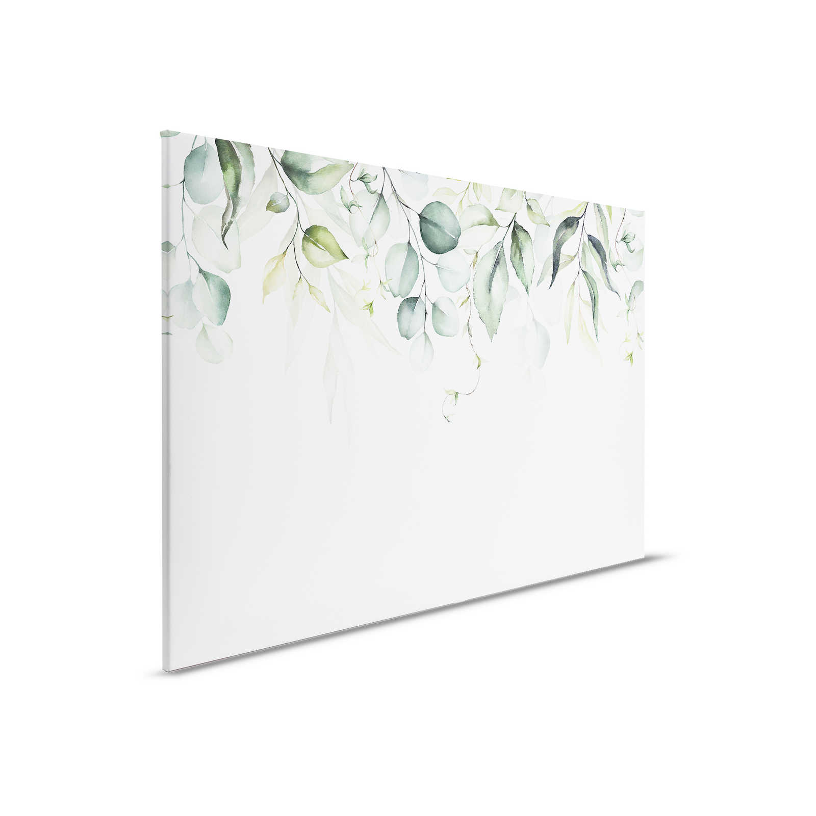         Canvas painting with leaf tendrils in watercolour look - 0.90 m x 0.60 m
    