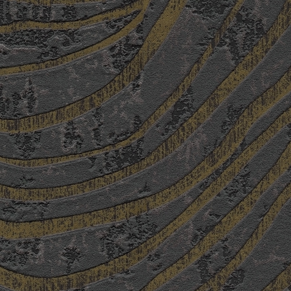             papier peint en papier avec motif de collines horizon - noir, argenté
        