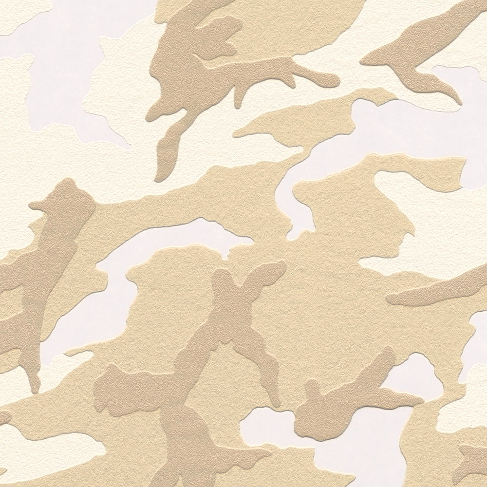             Behang camouflagepatroon woestijn, camouflagebehang - beige, bruin
        
