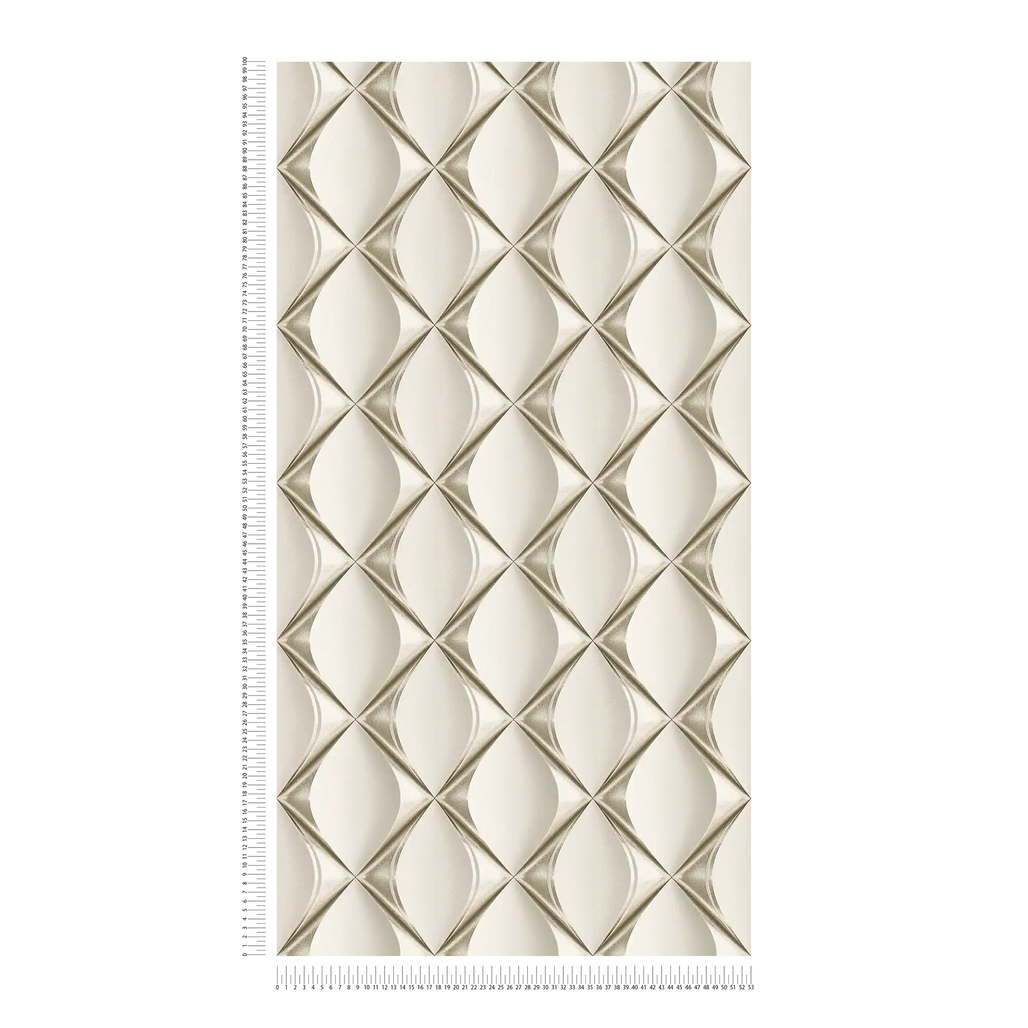             Carta da parati 3D bianco-argento con design retrò - grigio, metallizzato, beige
        