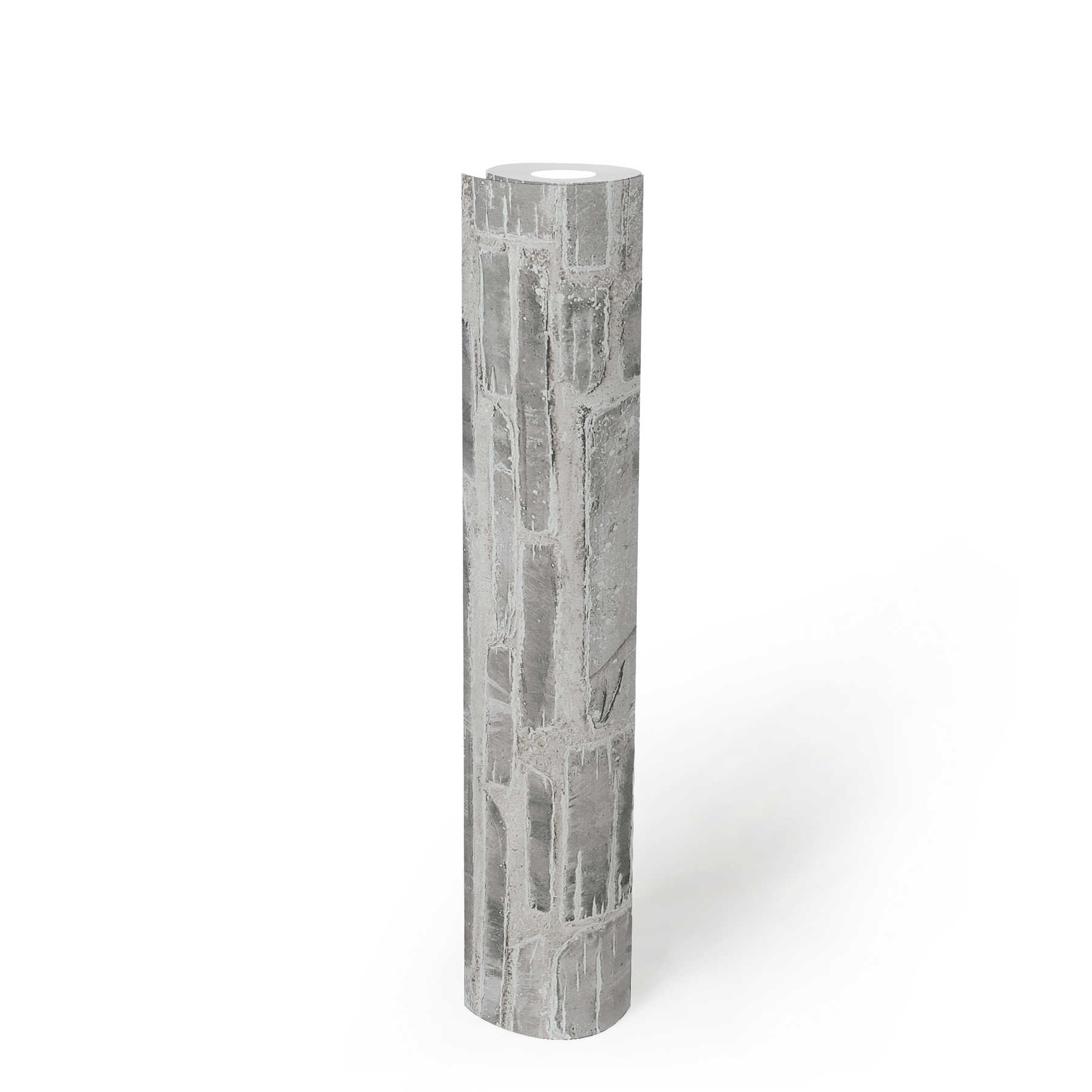             Wallpaper stone wall rustic with 3D effect - grey, beige
        