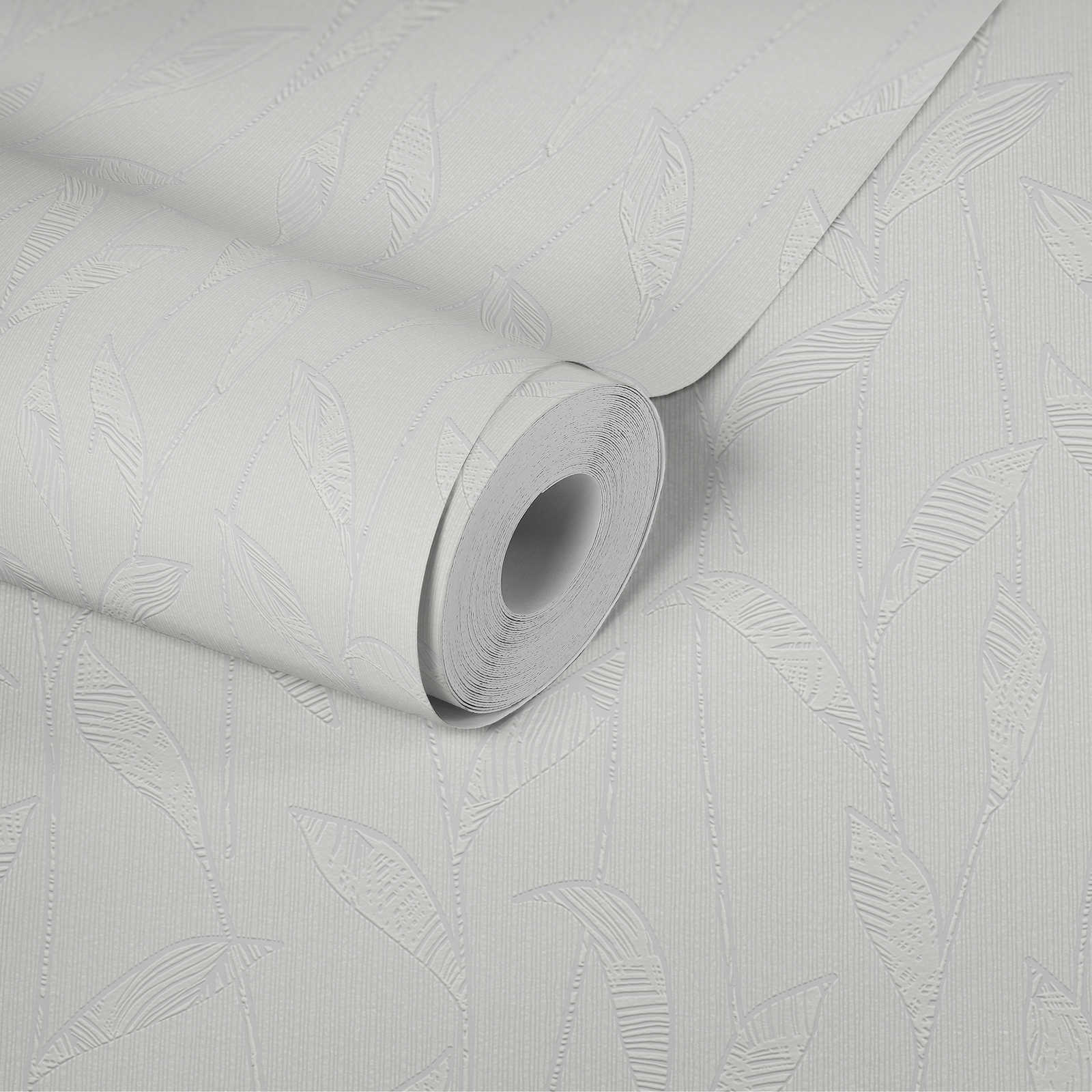             Non-woven wallpaper with leaf pattern paintable - 25,00 m x 1,06 m
        