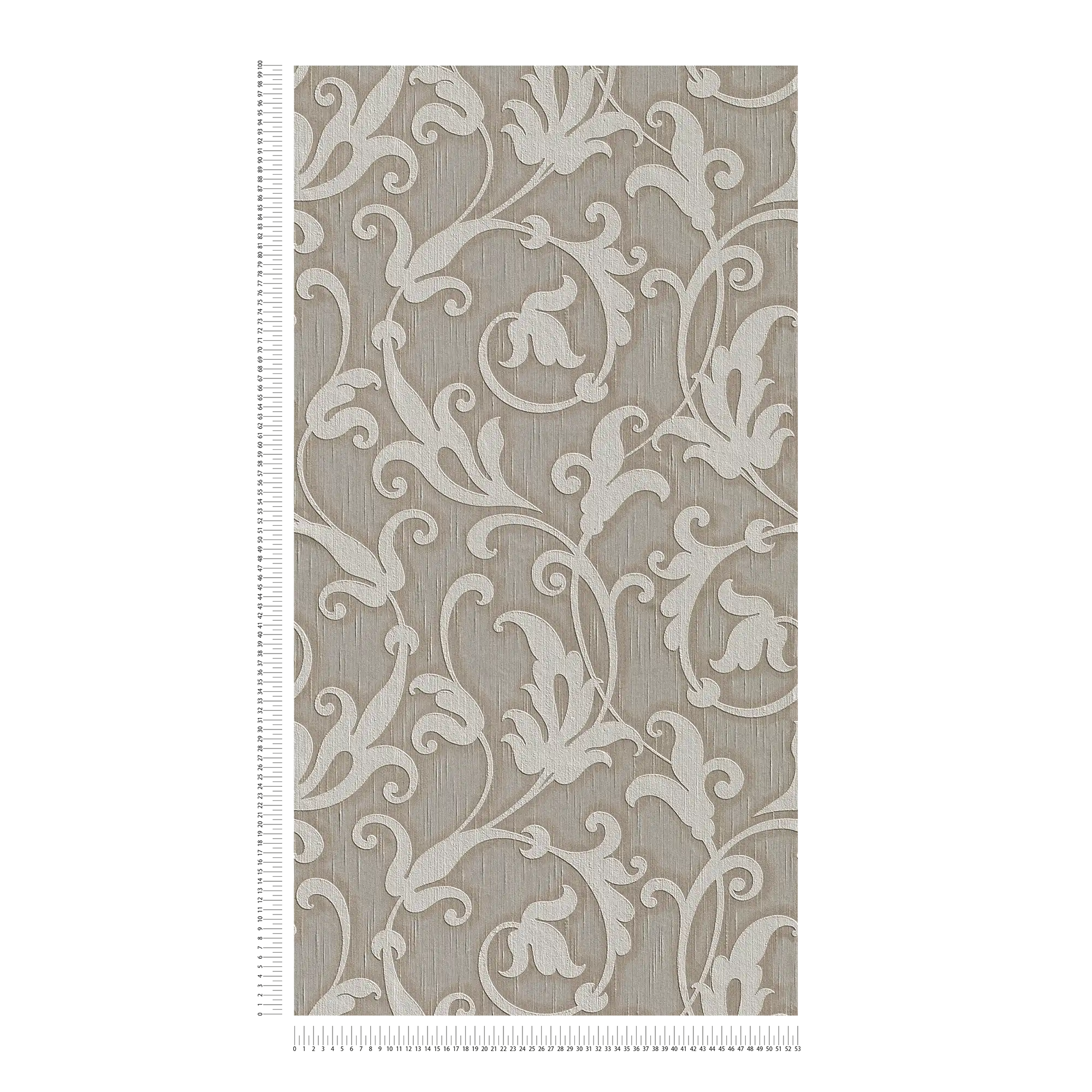             Carta da parati ornamentale premium con struttura tessile e motivo in rilievo - grigio, marrone
        