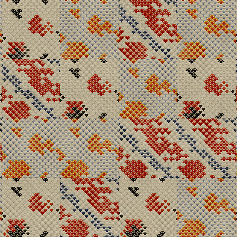 Koi 3 - Étang de Koi abstrait en impression numérique sur carton À structure - Beige, Orange | Revêtement mural intissé lisse mat
