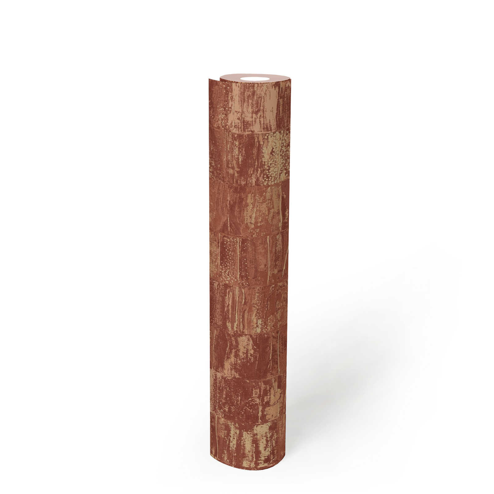             Vliesbehang roestrood met structuurmotief in used look - rood, bruin
        