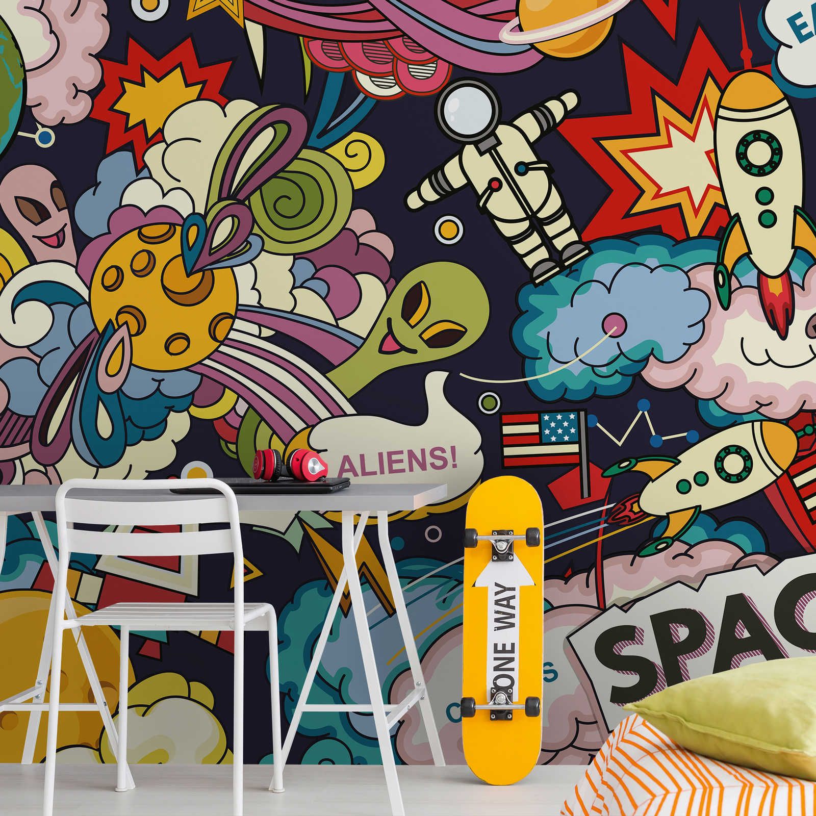 Digital behang Universum Collage in komische stijl - Glad & mat vlies
