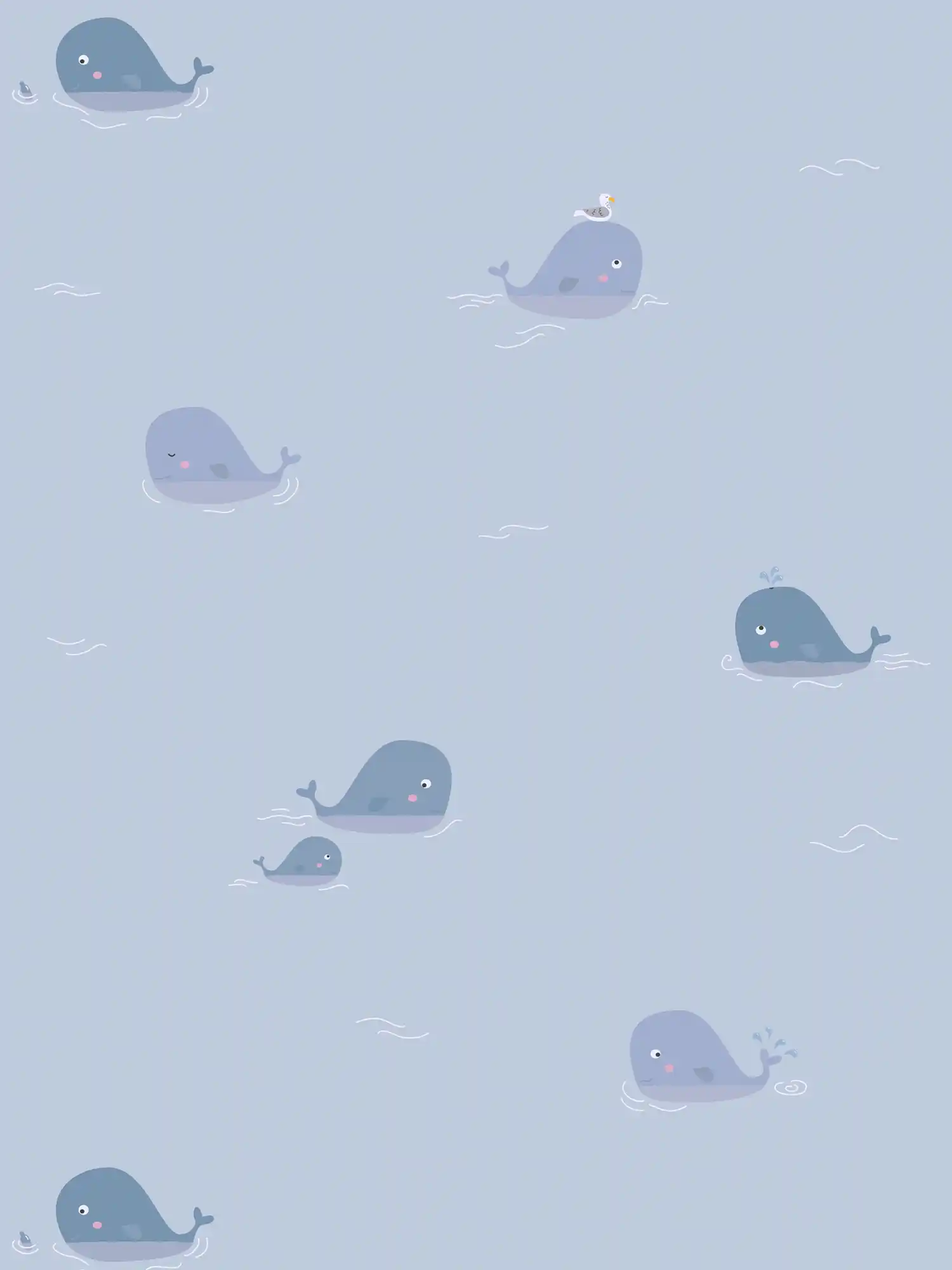         Nursery boys wallpaper whales - blue, grey, white
    