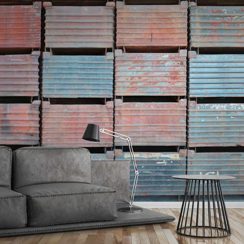             Photo wallpaper with colourful steel containers
        