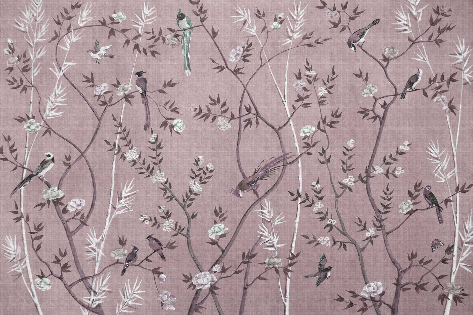             Tea Room 3 - Quadro su tela Birds & Blossoms Design in rosa e bianco - 1,20 m x 0,80 m
        