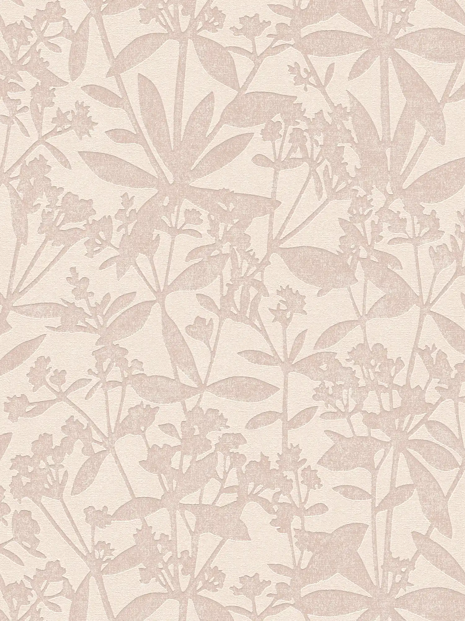 Non-woven wallpaper floral flowers and leaves - cream, beige
