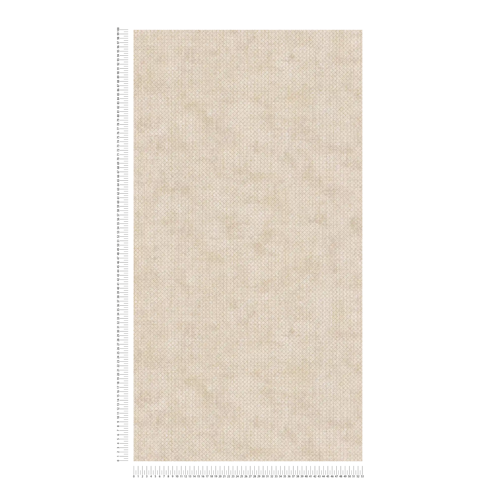             Carta da parati color crema-beige con motivo a struttura metallica
        