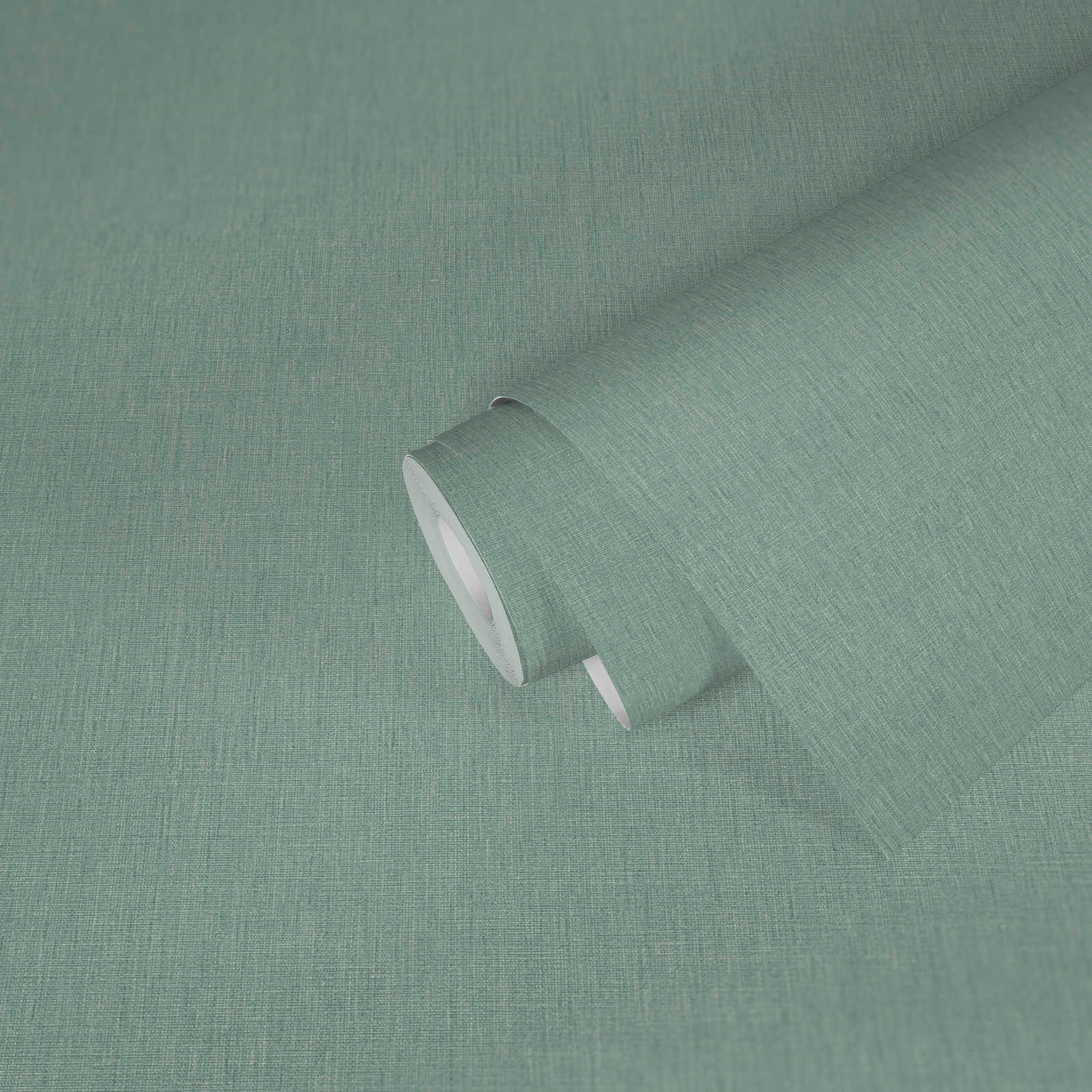             Plain wallpaper in textile look - green, turquoise, blue
        
