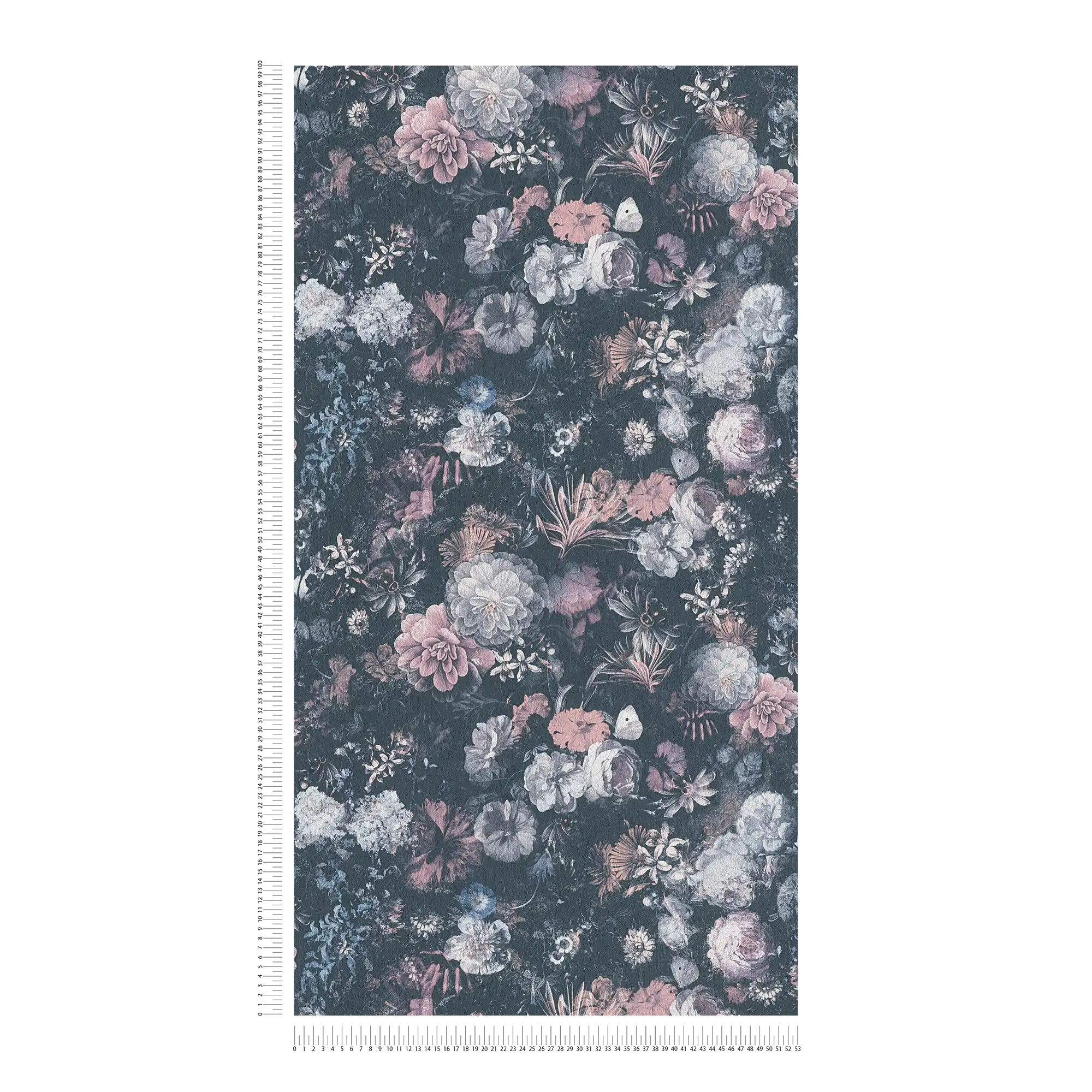             Papel Pintado Floral Rosas con Efecto Textura - Gris, Rosa
        