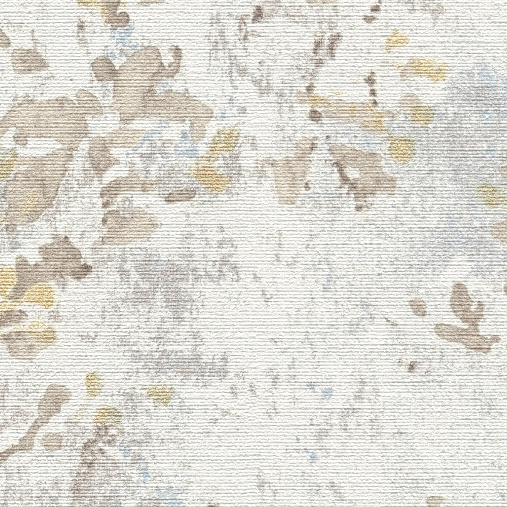             Papel pintado no tejido con aspecto de acuarela floral - azul, beige, dorado
        