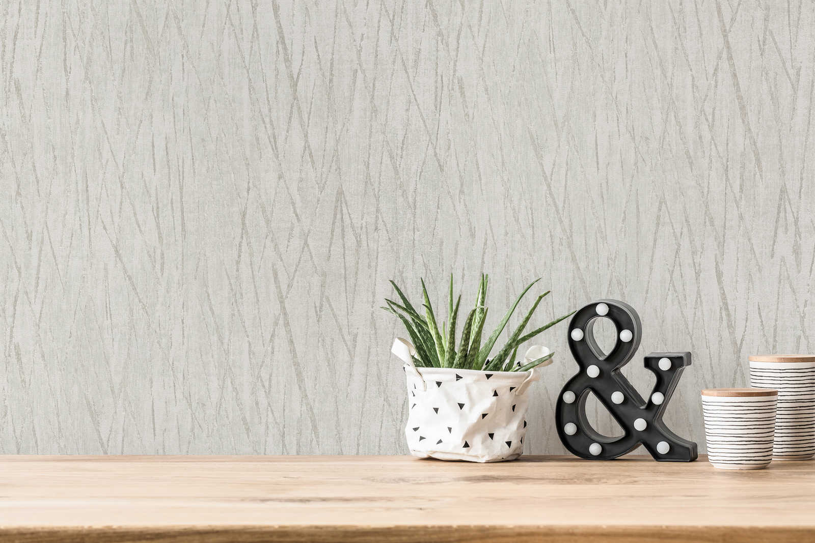             Papier peint design naturel chiné avec couleur métallique - gris
        