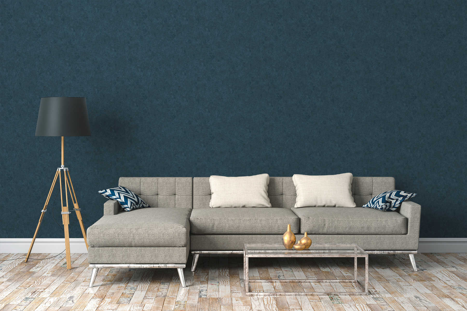            Wallpaper with subtle colour pattern in used look - blue
        
