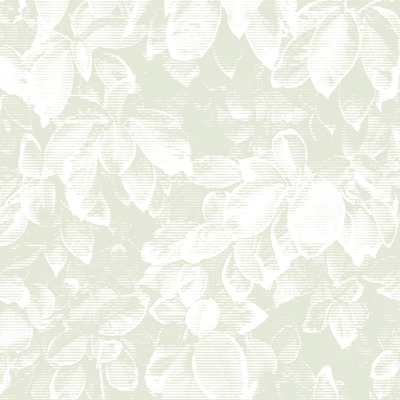 Papier peint naturel feuilles style vintage - vert, blanc
