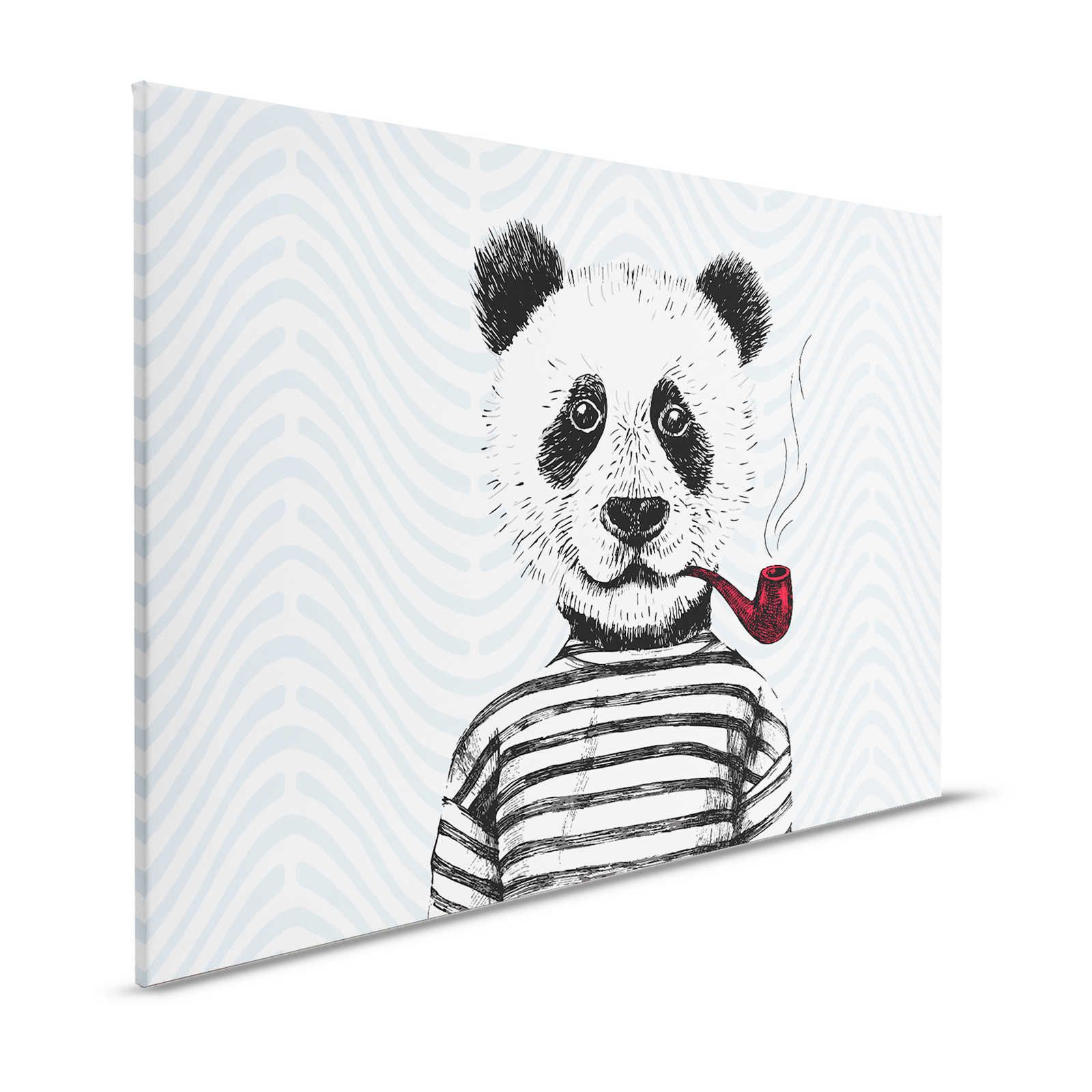 Tableau sur toile Style BD pour chambre d'enfant motif panda - 1,20 m x 0,80 m
