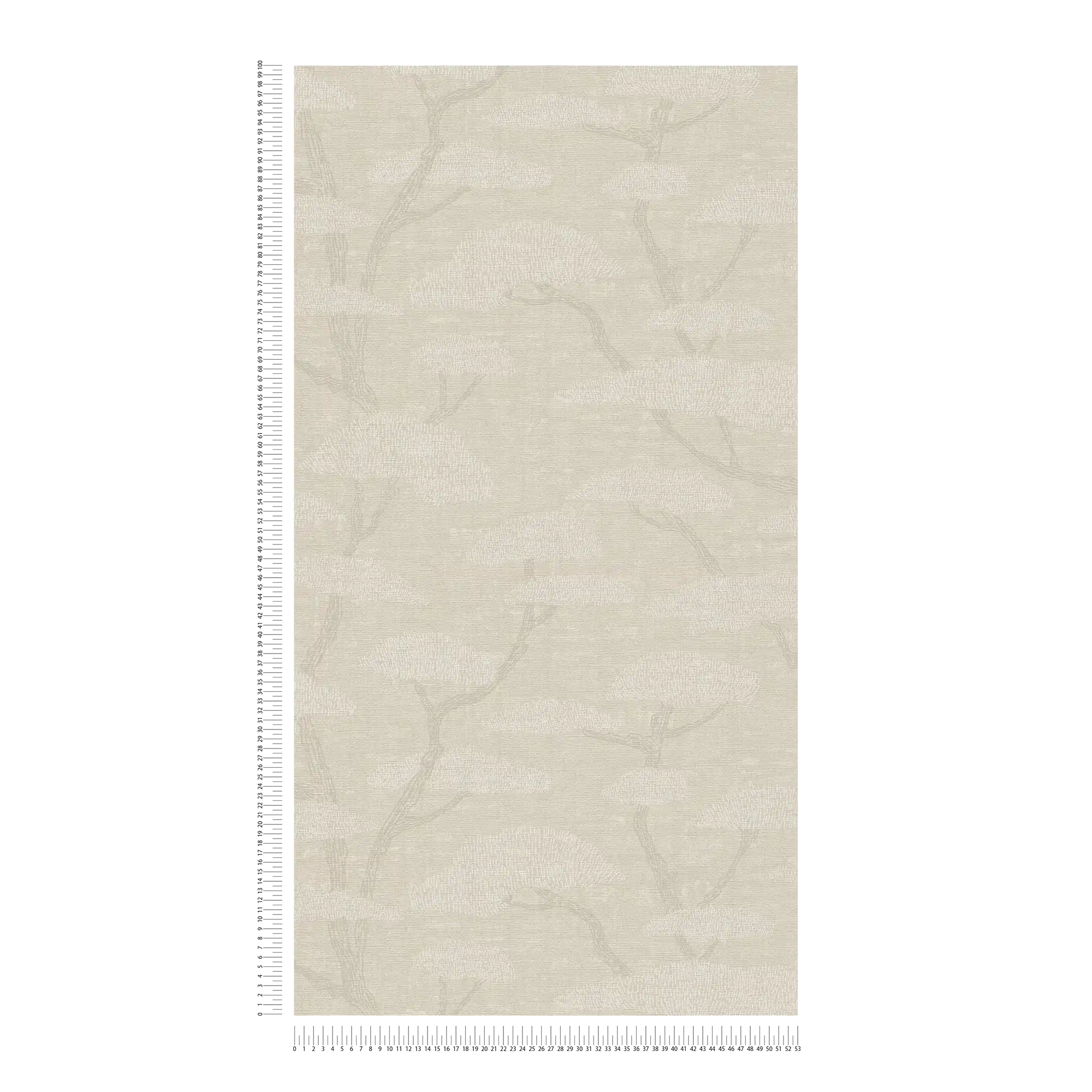             Papier peint intissé Forêt de pins au look rétro - beige
        