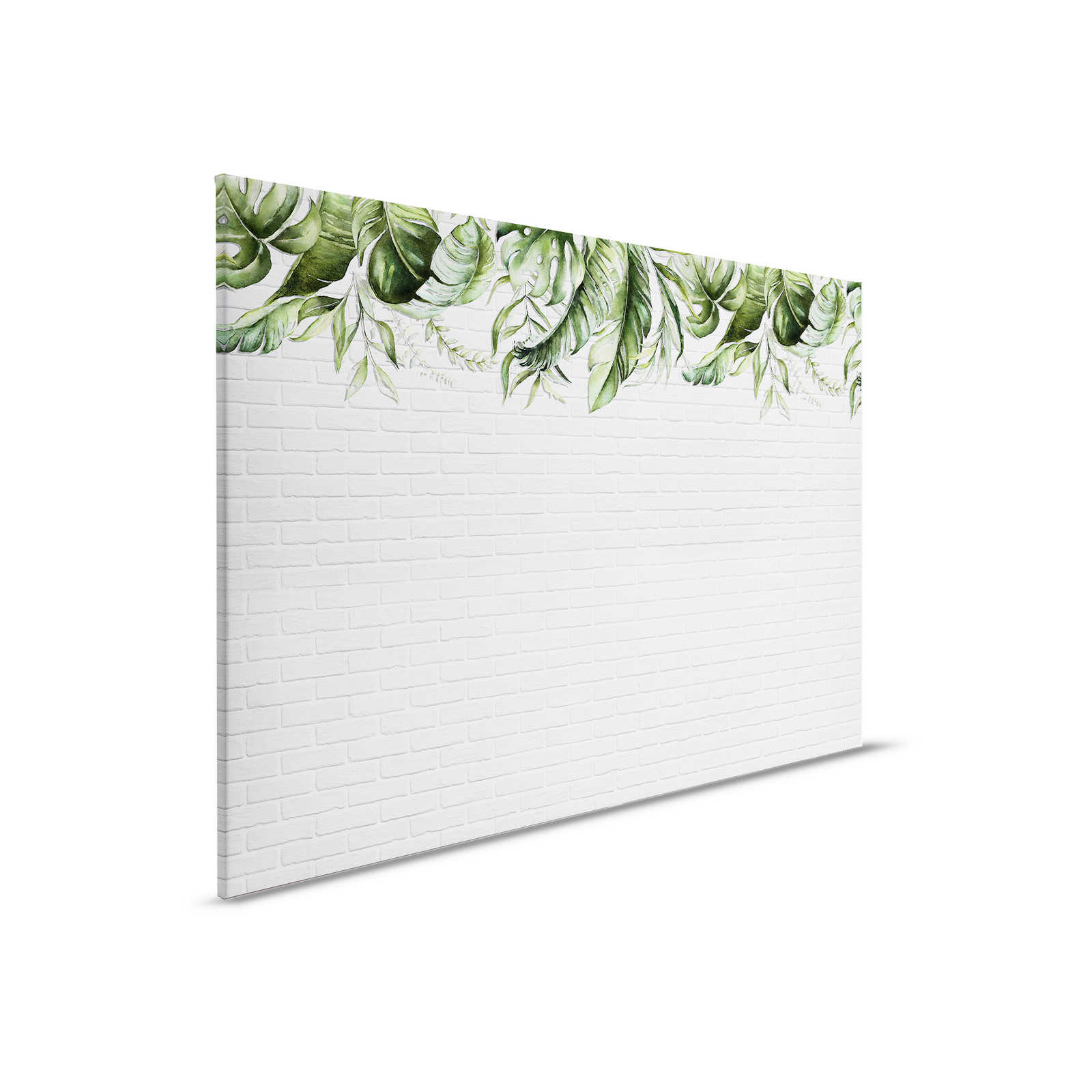         Canvas painting with small leaf tendrils on a stone wall - 0.90 m x 0.60 m
    