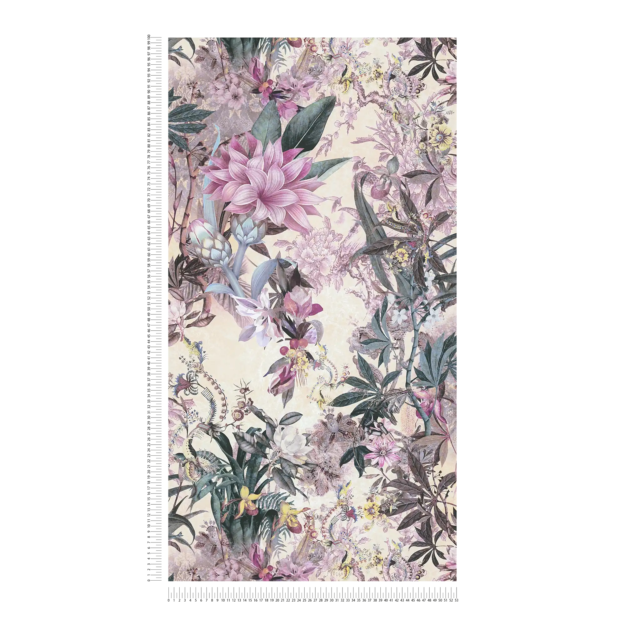             Floral wallpaper modern colonial style - pink, green
        