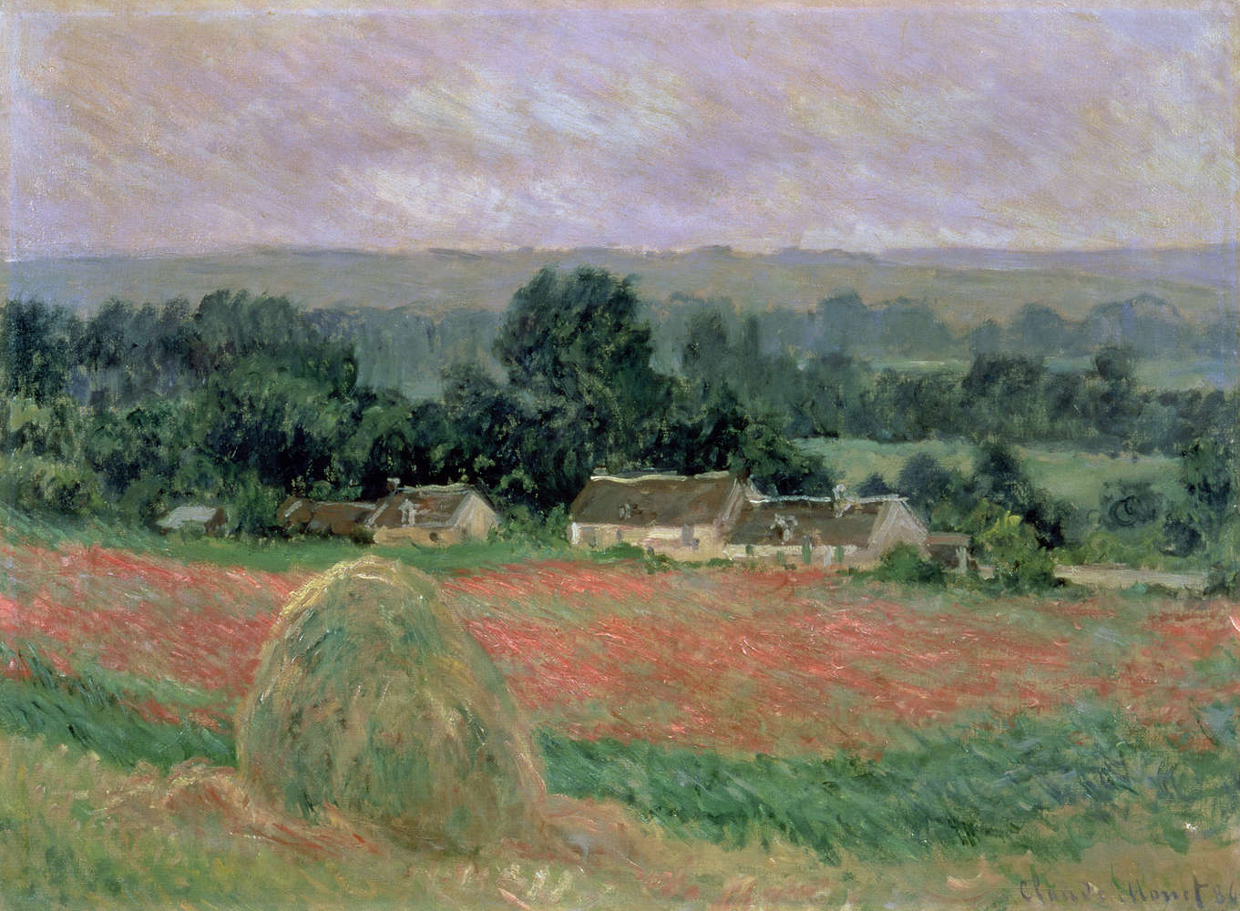             Hooiberg in Giverny" muurschildering van Claude Monet
        