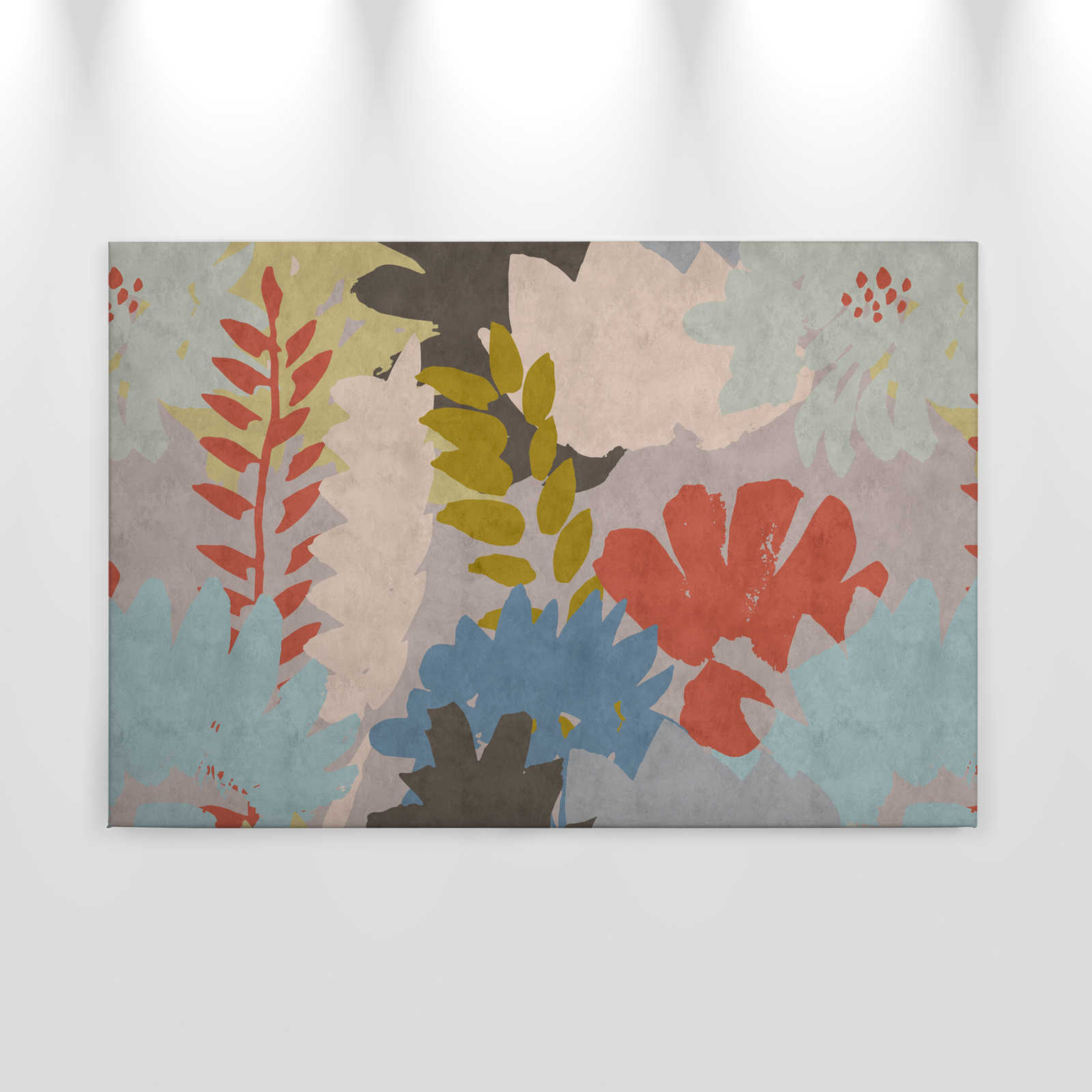             Floral Collage 3 - Tableau abstrait sur toile avec structure en papier buvard et motif de feuilles - 0,90 m x 0,60 m
        