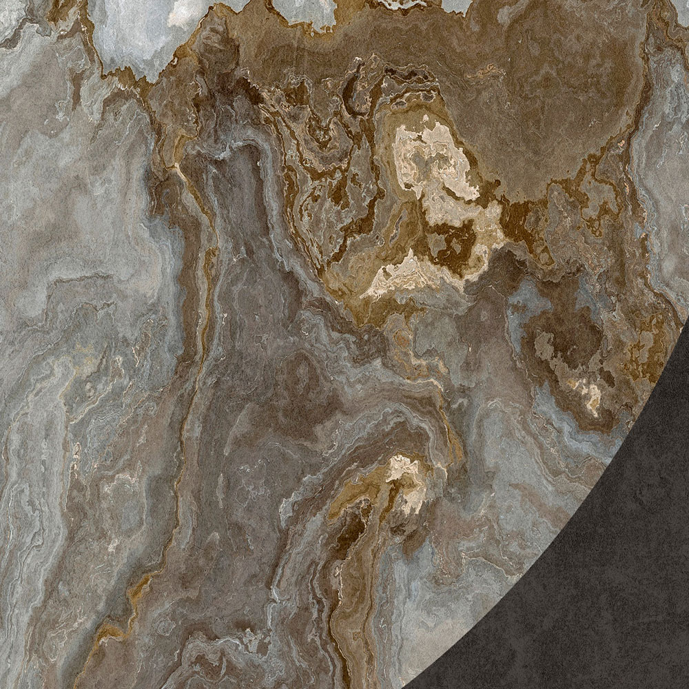             Luna 2 - Círculo de piedra de papel pintado de mármol frente a la óptica de yeso negro
        