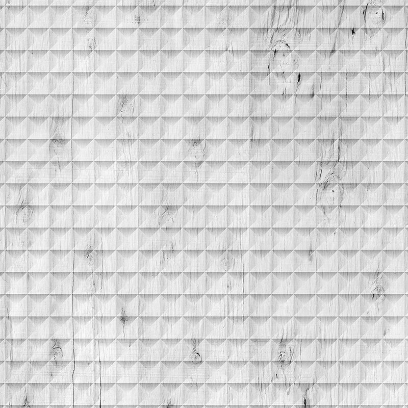 Carta da parati in legno bianco, venature e motivi geometrici - Bianco, grigio, nero
