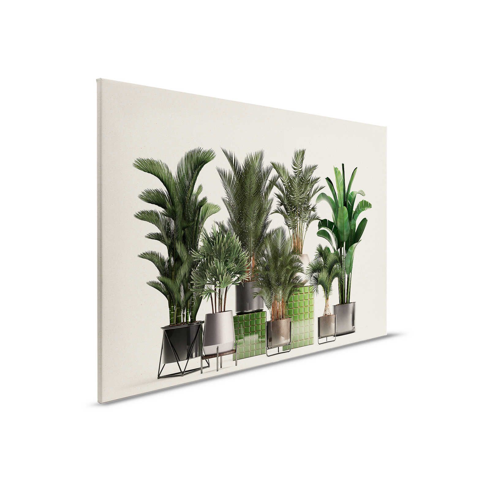 Plantenwinkel 1 - Natuur Canvas Schilderij Potplanten Palmen - 0.90 m x 0.60 m
