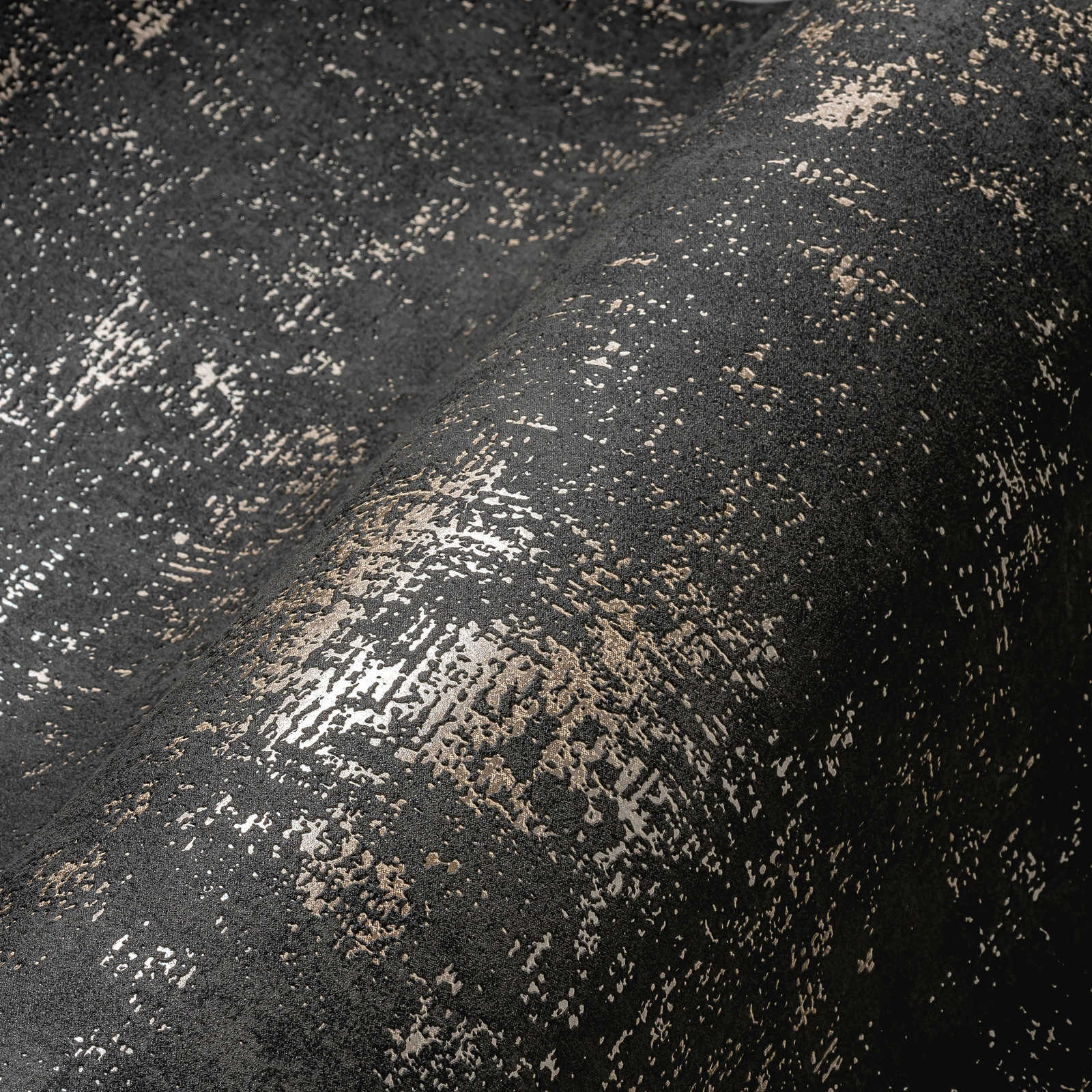             Black wallpaper rustic textured look with metallic effect
        