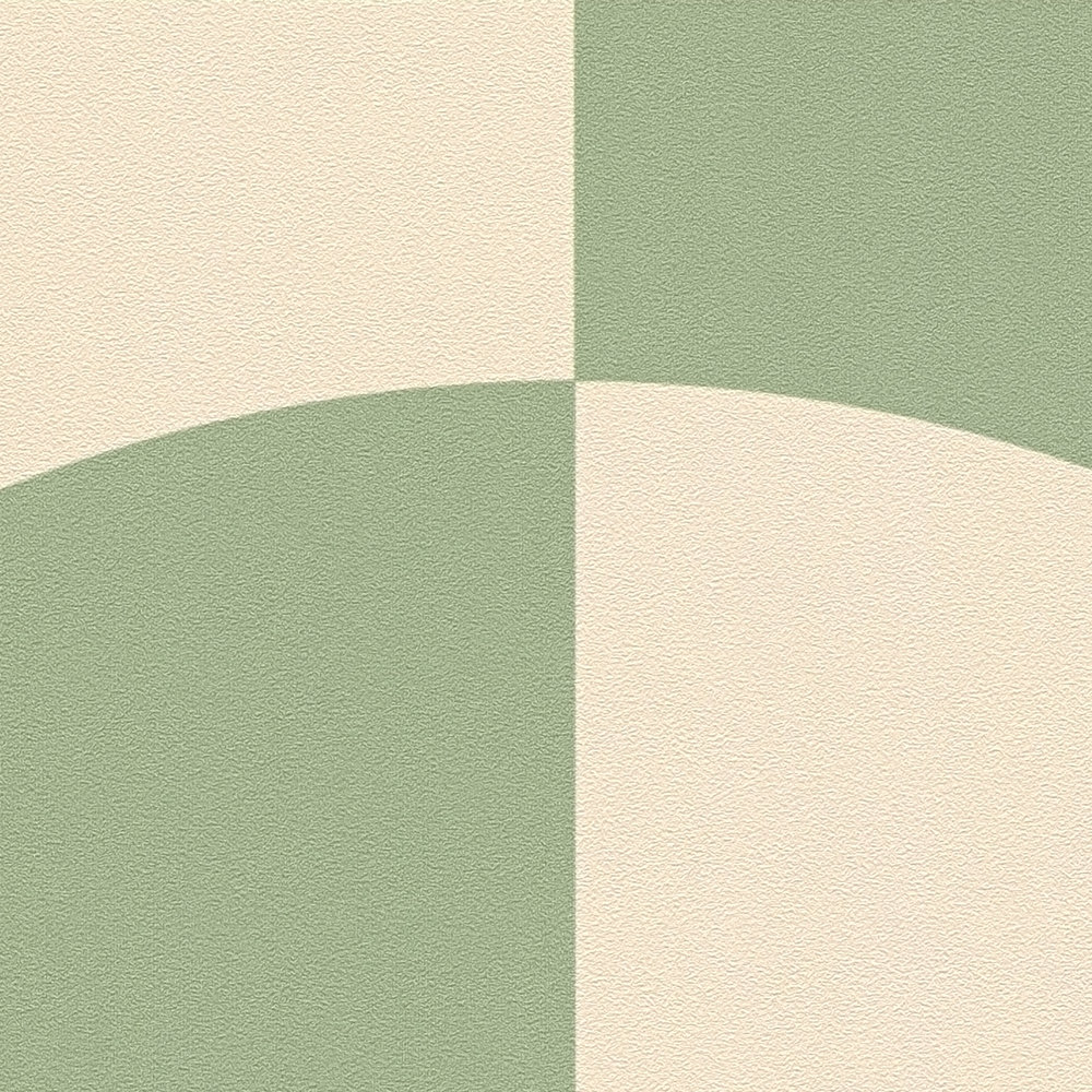             Non-woven wallpaper with circle pattern & geometric shapes - beige, green
        