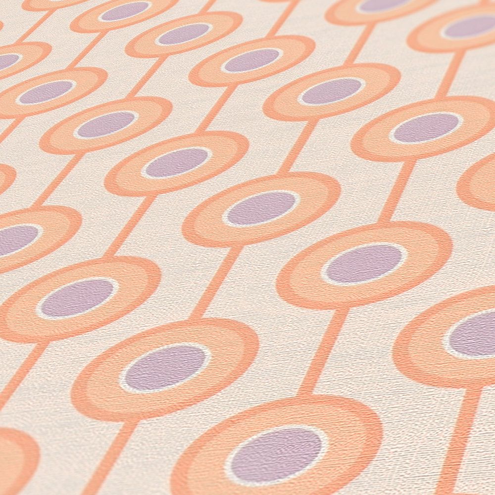             papier peint en papier intissé avec motifs circulaires dans des couleurs douces - beige, orange, violet
        